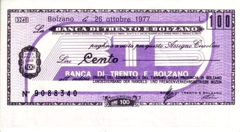 Banco Di Trento E Bolzano miniassegni Banco Di Trento E Bolzano miniassegni